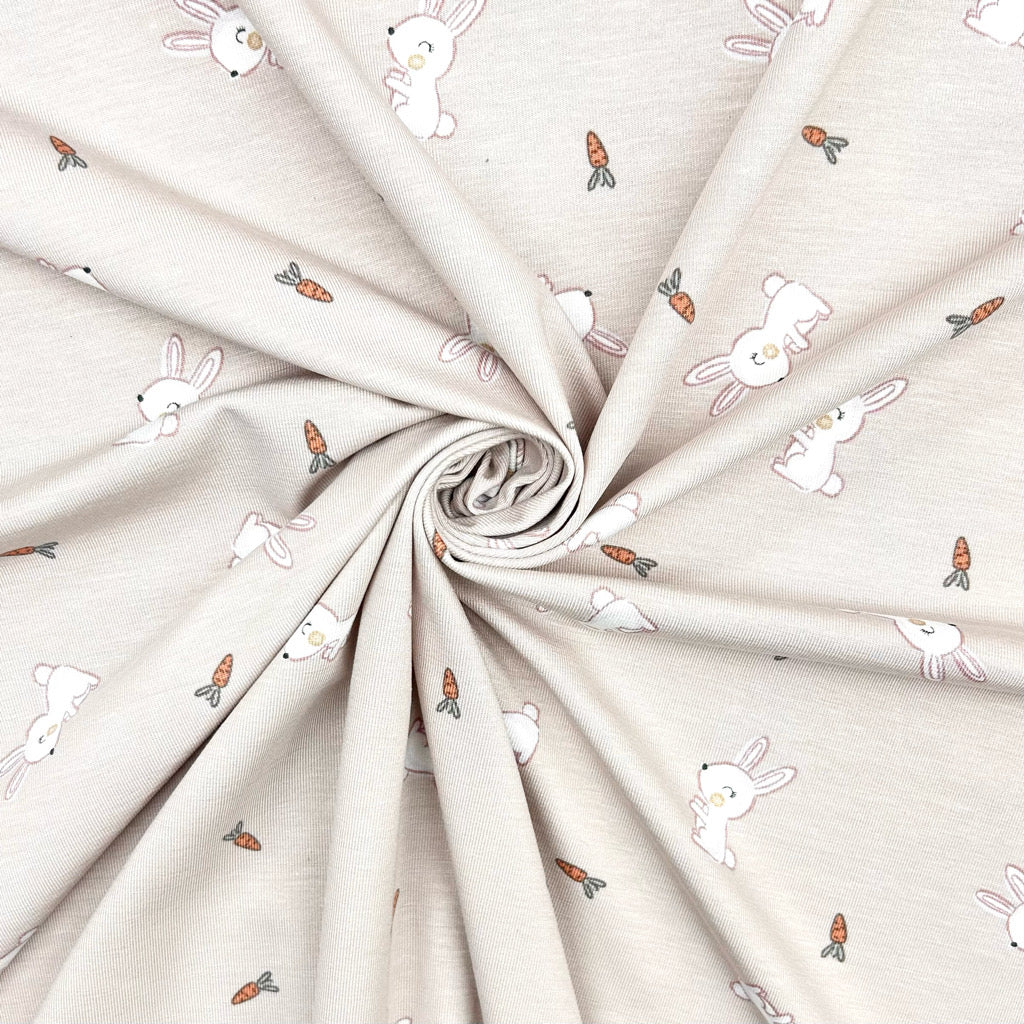 Bouncing Bunnies Bamboo Cotton Jersey Fabric