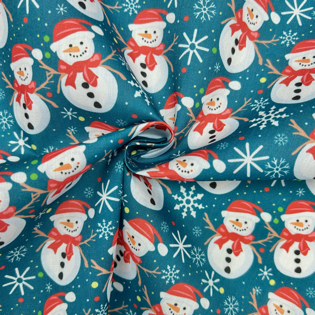 Jolly Snowmen Polycotton Fabric