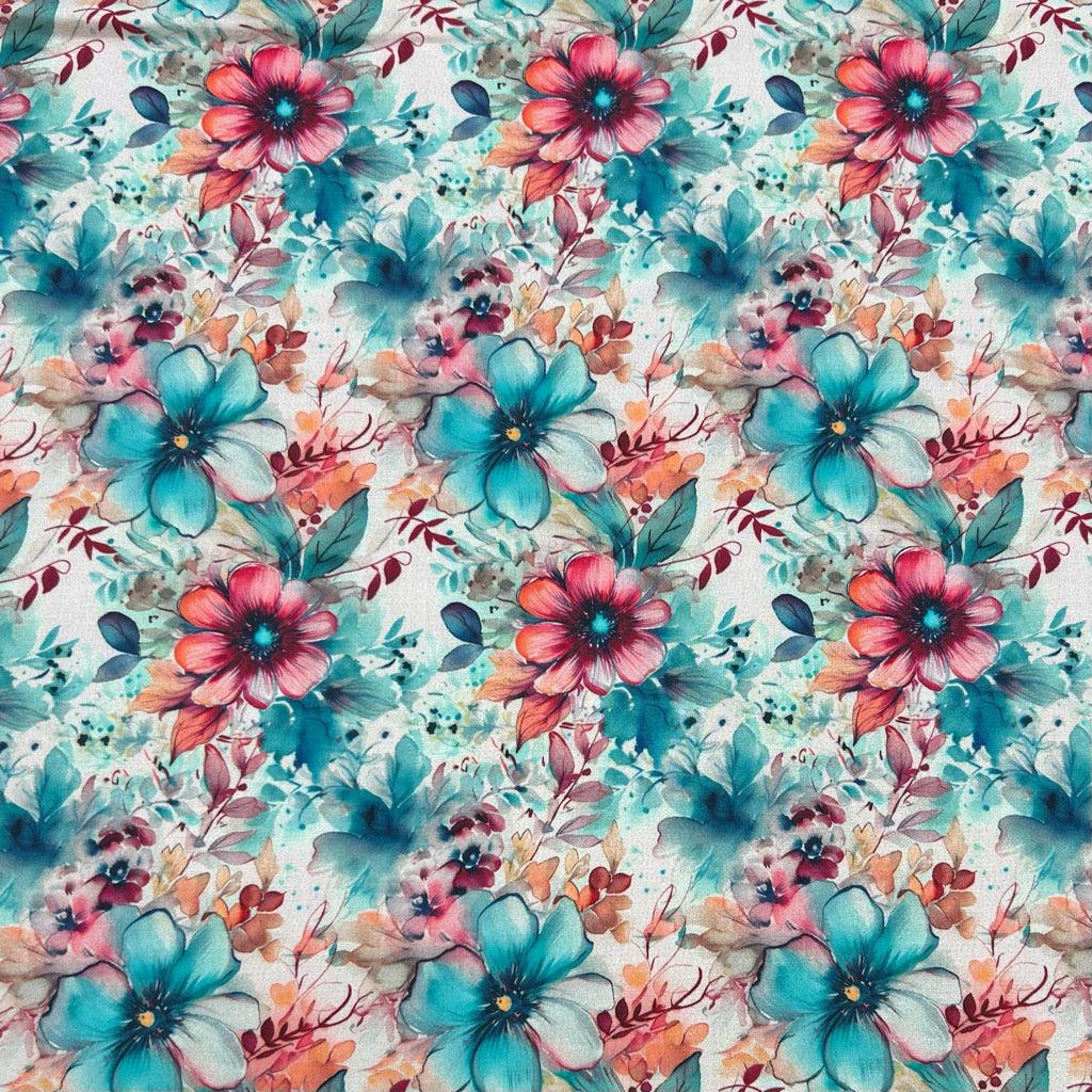 Warm Floral Viscose Challis Fabric - Pound Fabrics