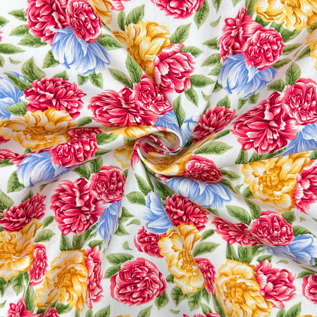 Garden Bouquet Rose & Hubble Cotton Poplin Fabric