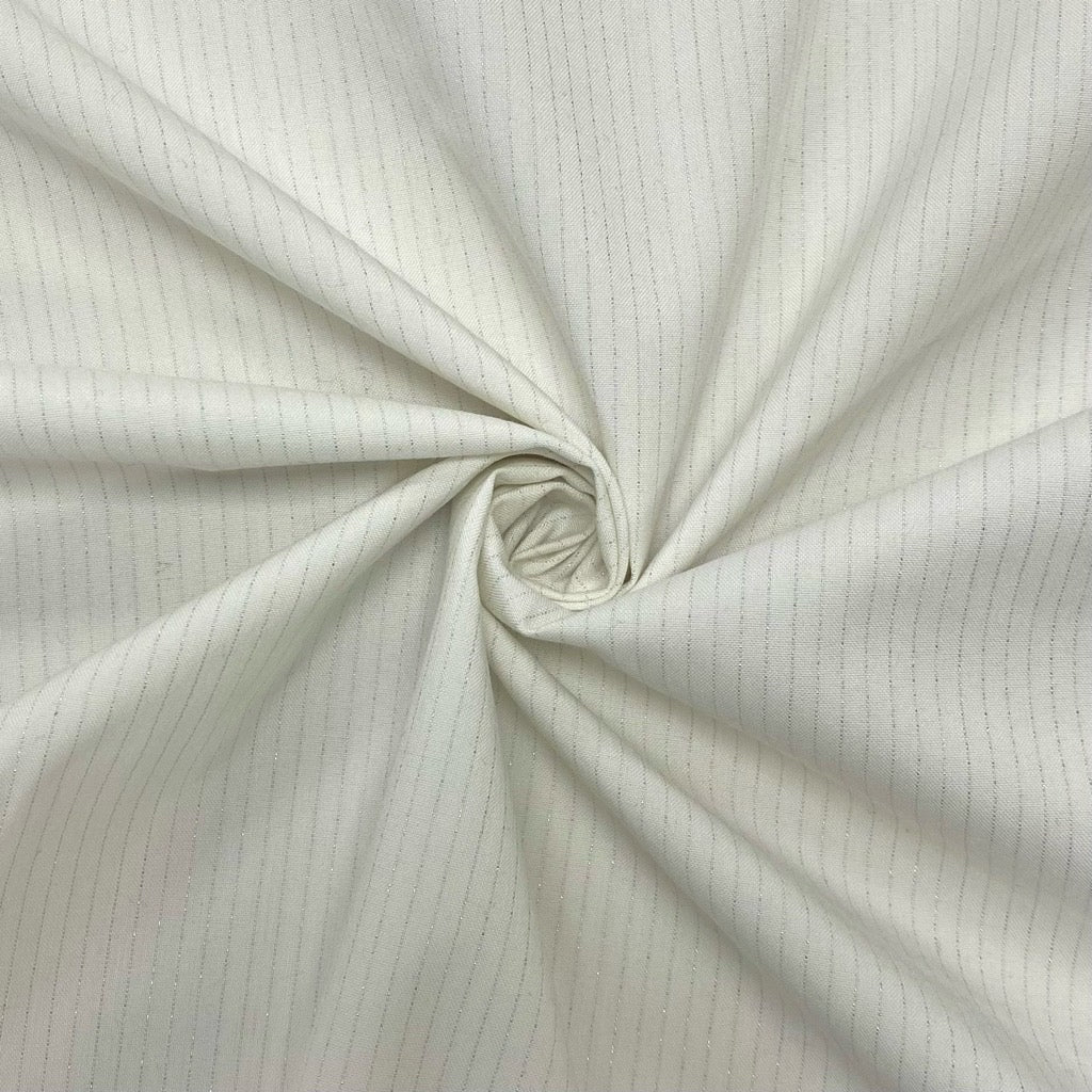 Lurex Striped Ivory Polyester Fabric