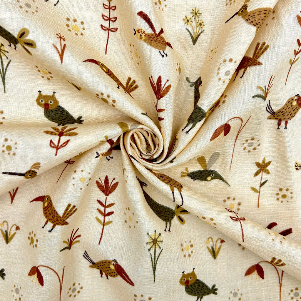 Birdsong Blossom Flat Double Gauze Fabric