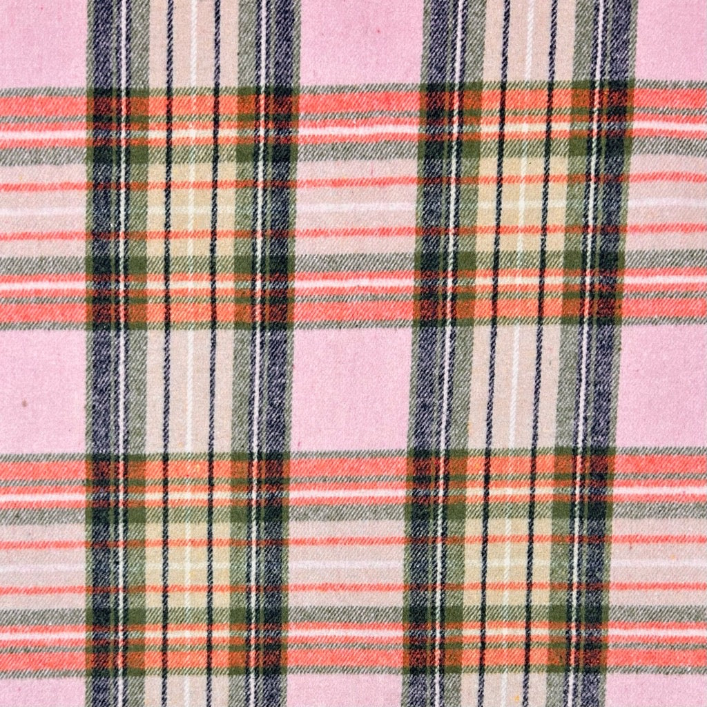 Blush Checkered Brushed Cotton Blend Fabric