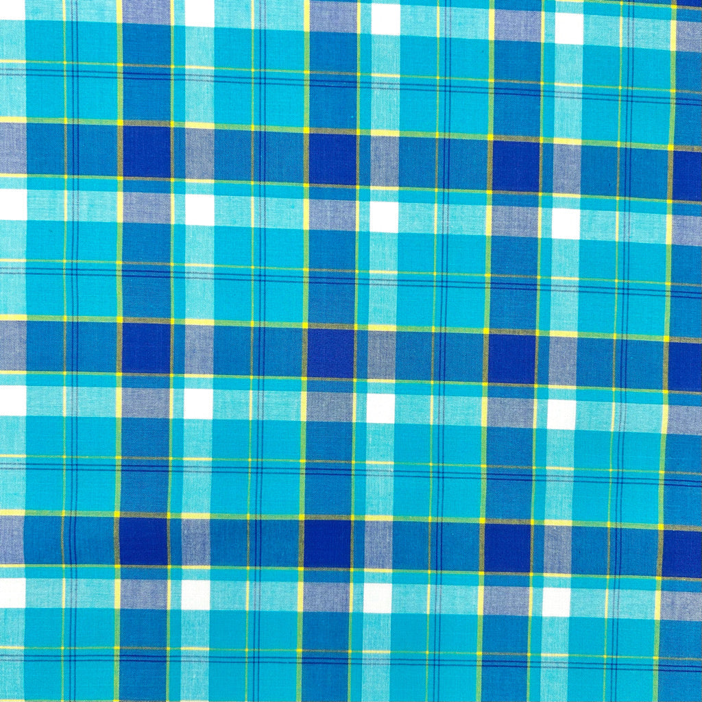 Aqua Madras Check Cotton Fabric