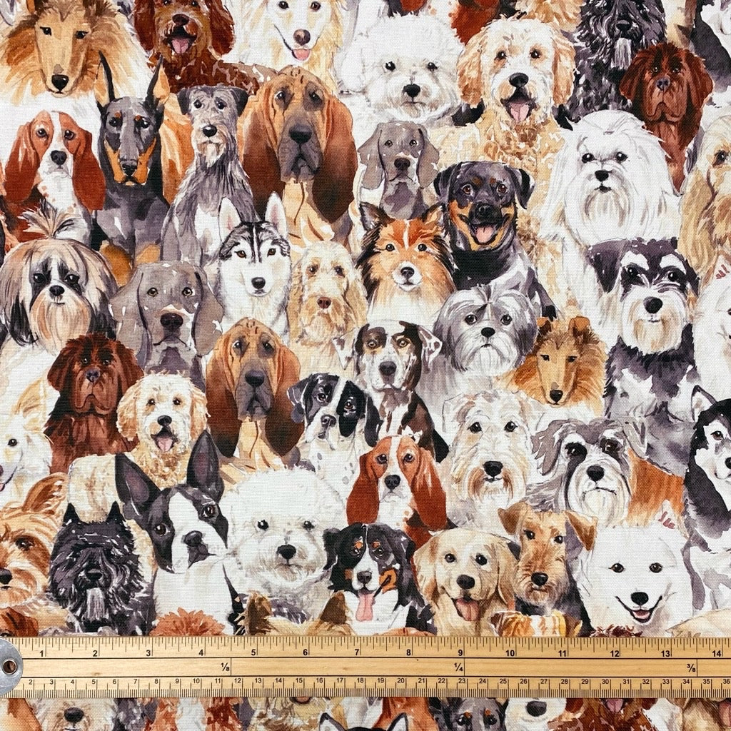 Digital Dog Print Cotton Canvas Fabric