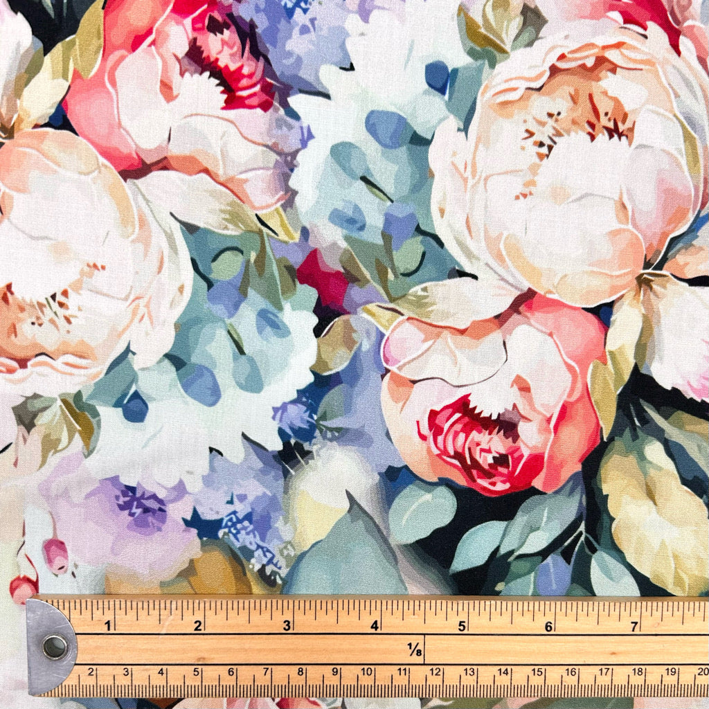 Spring Peony Viscose Poplin Fabric