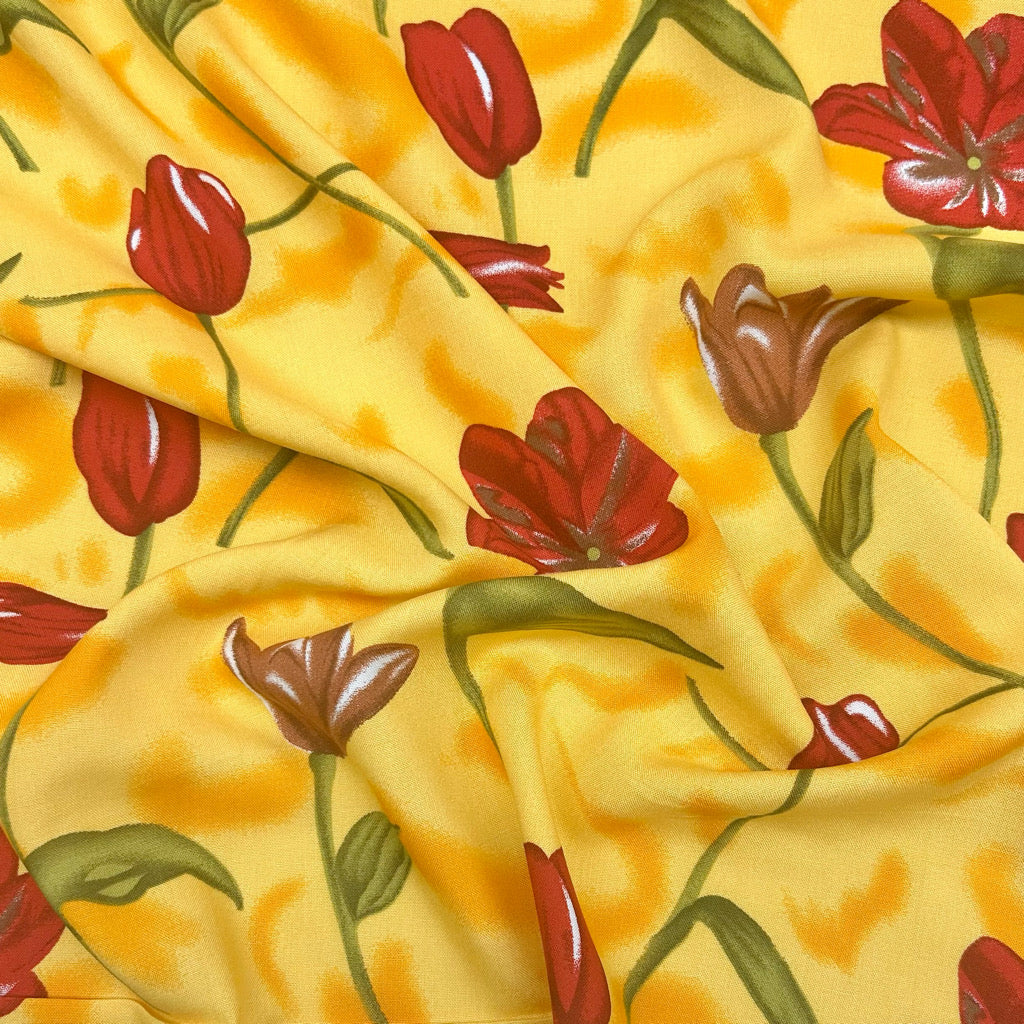 Blooming Roses Viscose Challis Fabric