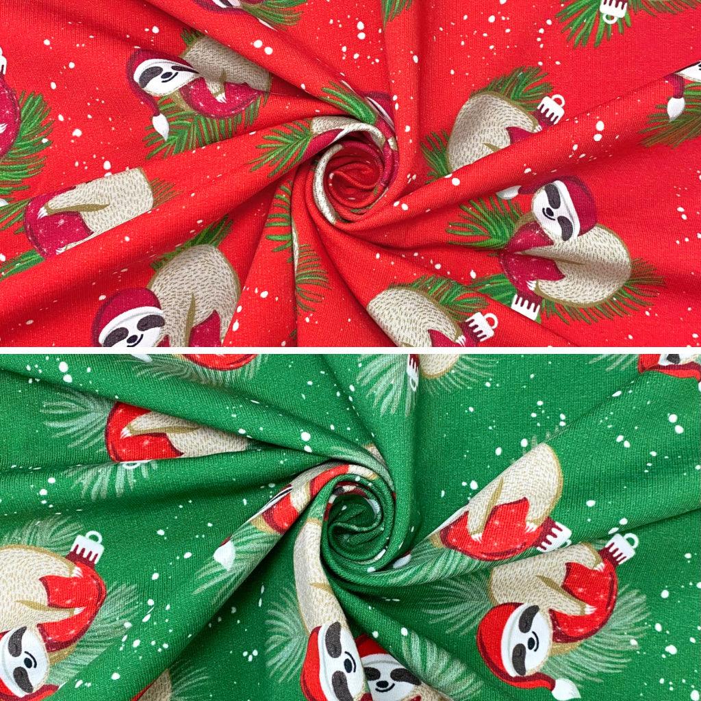 Xmas Sloths French Terry Fabric - Pound Fabrics