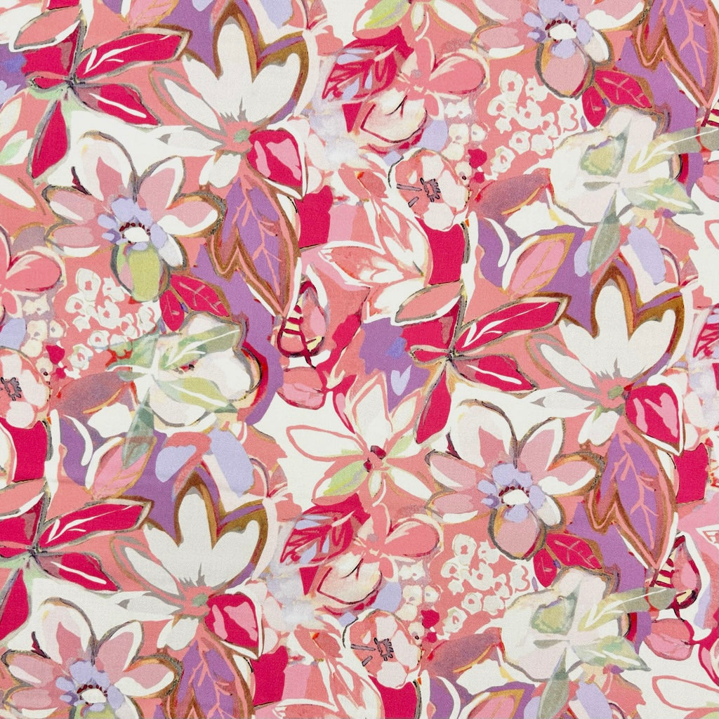 Painterly Petals Viscose Fabric