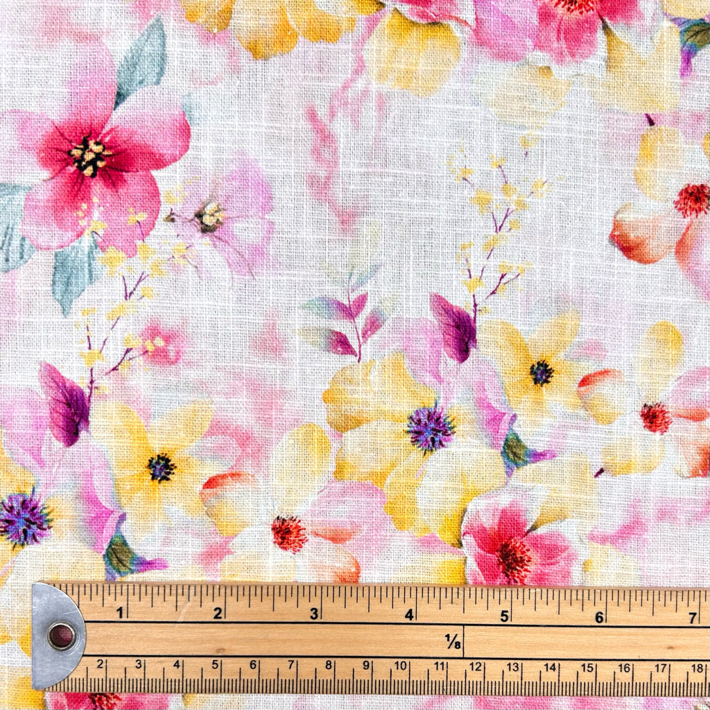 Delicate Bloom Cotton Linen Fabric