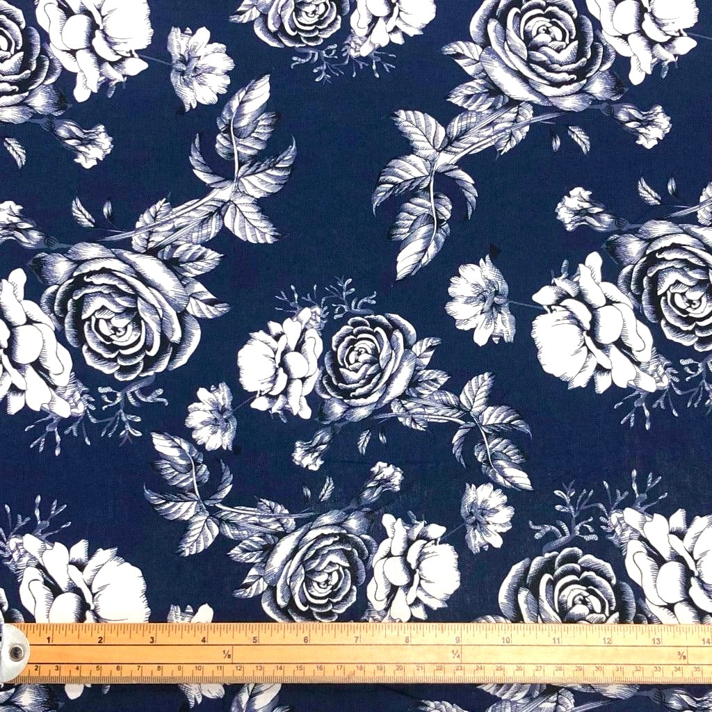 Large Roses Cotton Poplin Fabric