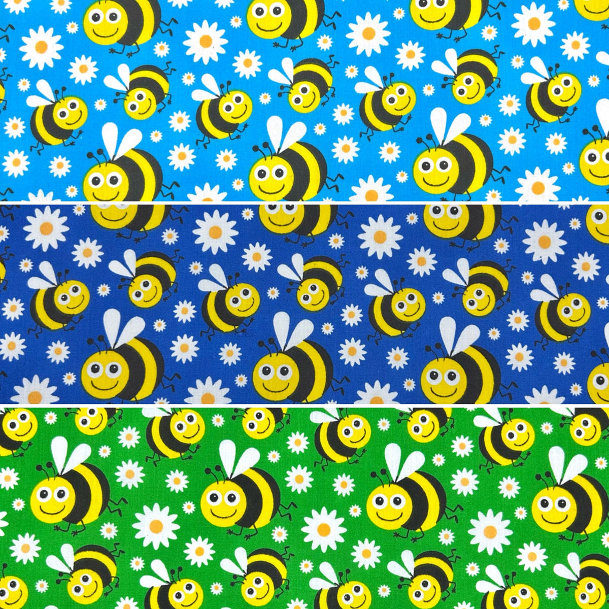 Bees and Daisies Polycotton Fabric