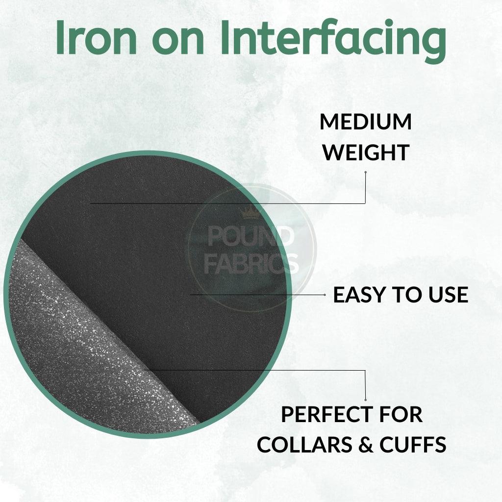 1m Medium Weight Iron-On Interfacing Black - Fabric Guild