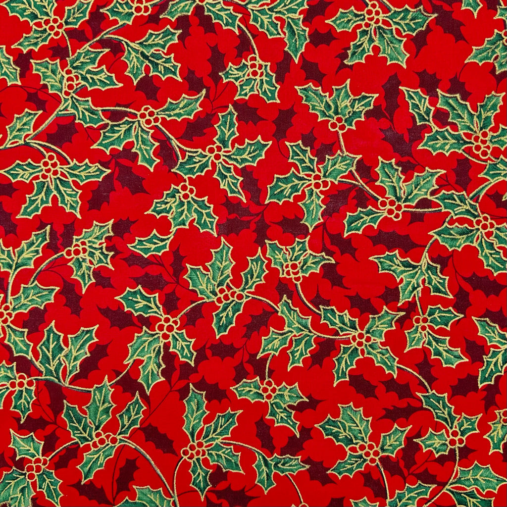 Winter Leaves Christmas Cotton Fabric