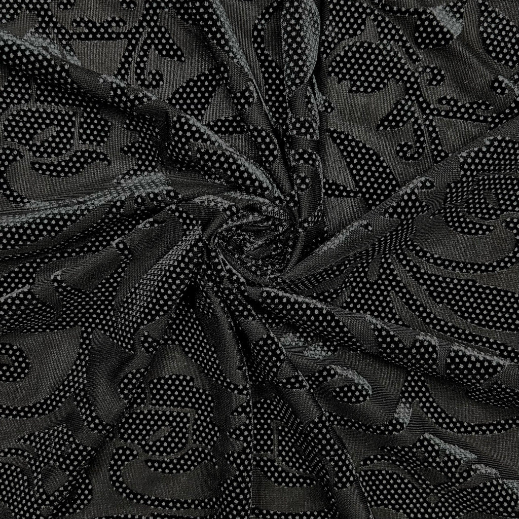 Midnight Rose Burnout Velvet Fabric