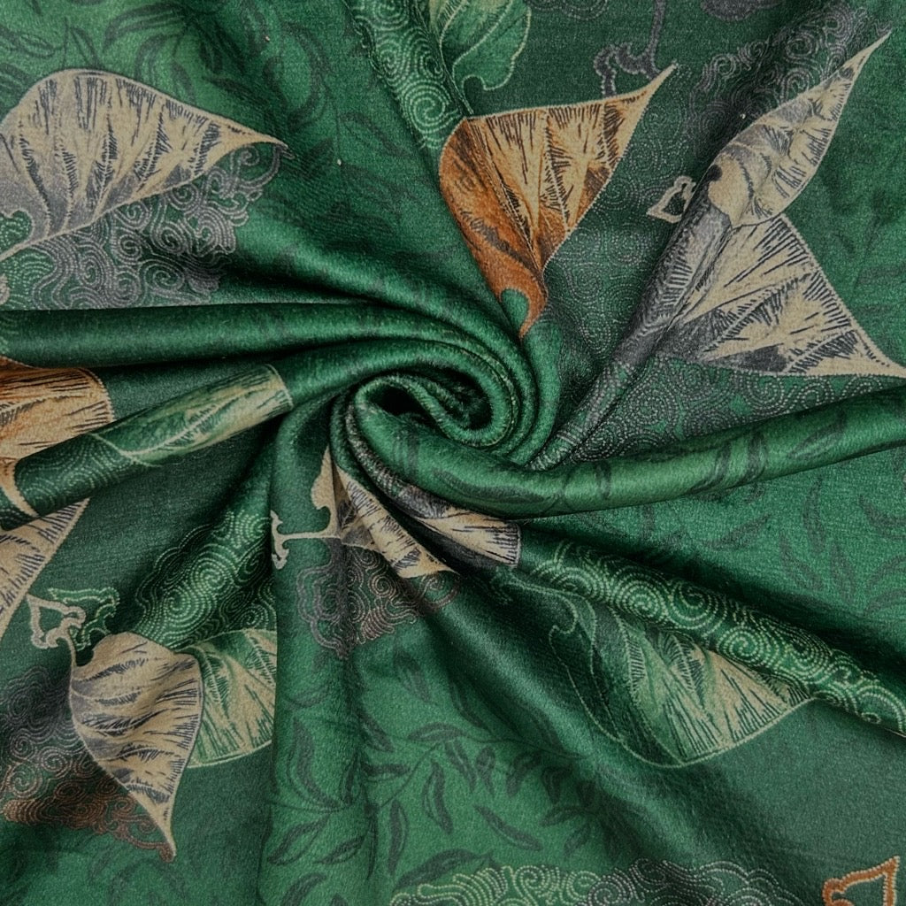 Falling Leaves Stretch Velvet Fabric