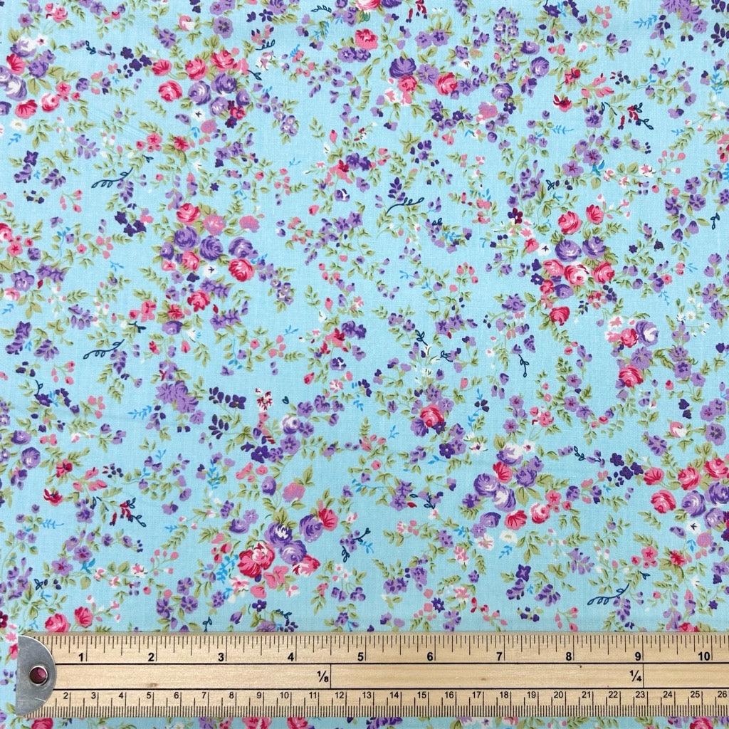 Mini Blooms Rose &amp; Hubble Cotton Poplin Fabric