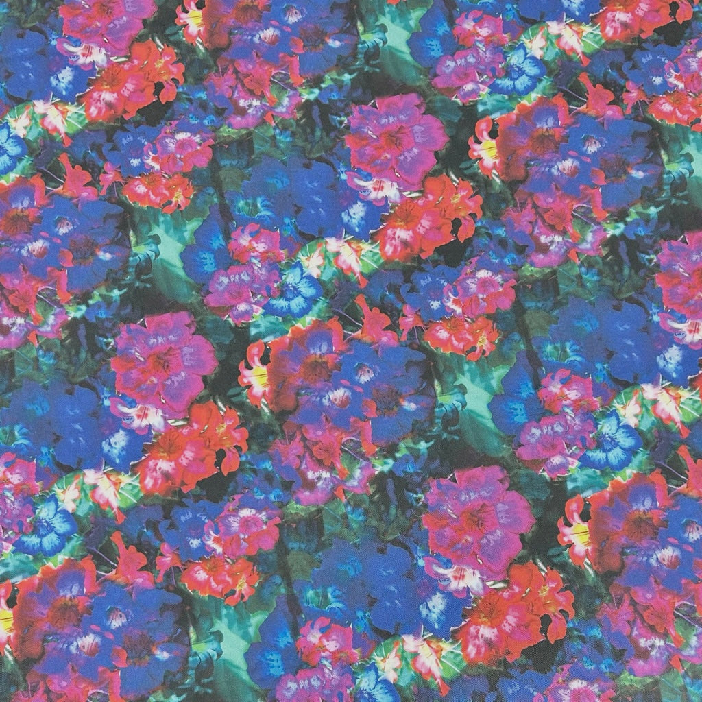 Radiant Petals Stretch Denim Fabric