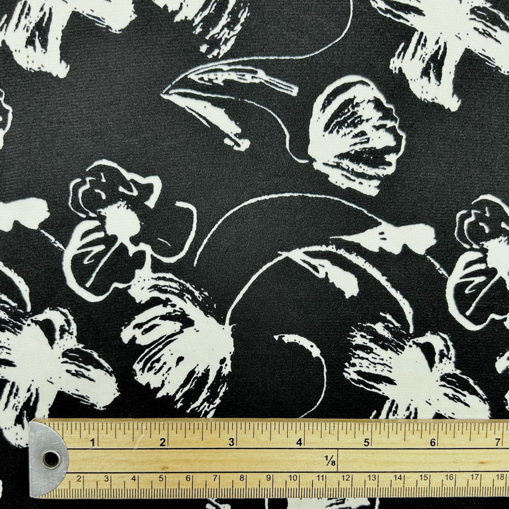 Inked Floral Polyester Fabric