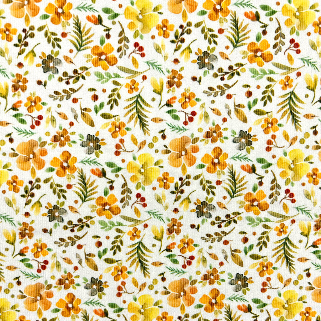 Vintage Flowers Needlecord Fabric