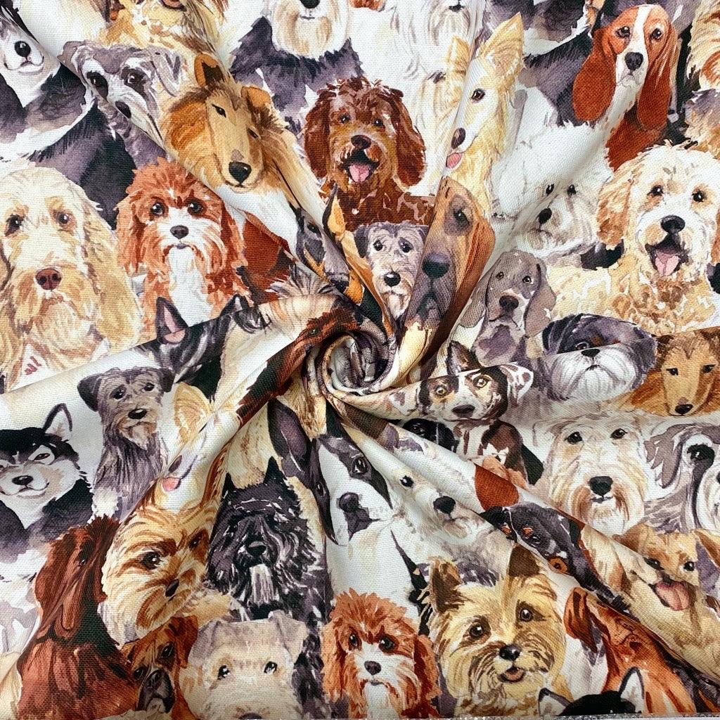 Digital Dog Print Cotton Canvas Fabric - Pound Fabrics