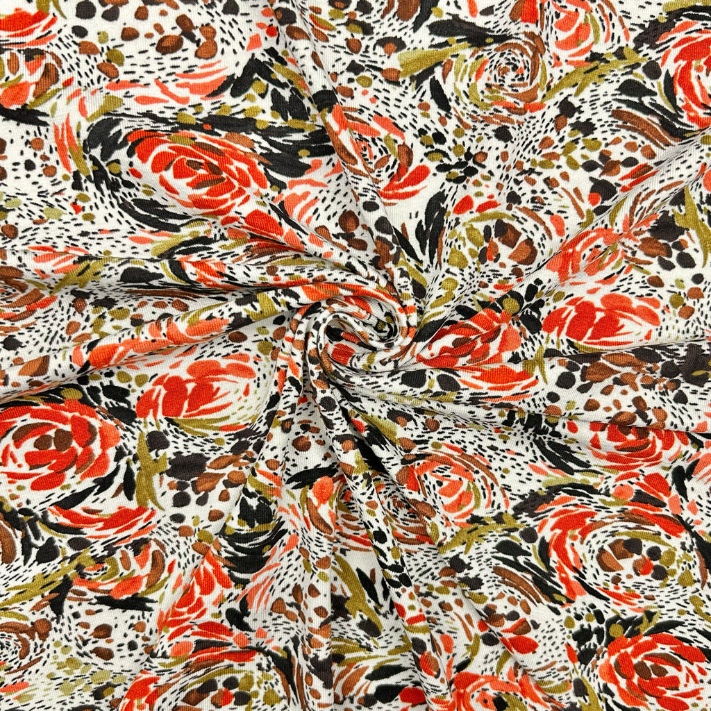 Painterly Blooms Viscose Jersey Fabric