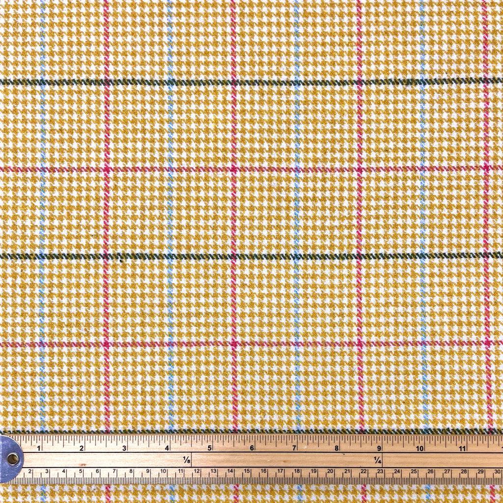 Mustard Checkered Wool Blend Fabric - 2 metres for £9.95 #24 - Pound Fabrics