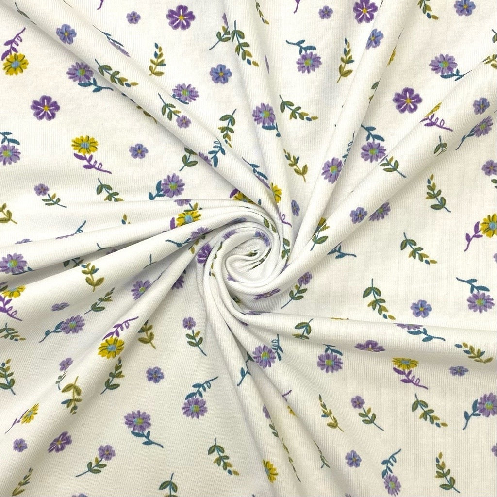 Small Multicolour Flowers Cotton Jersey Fabric