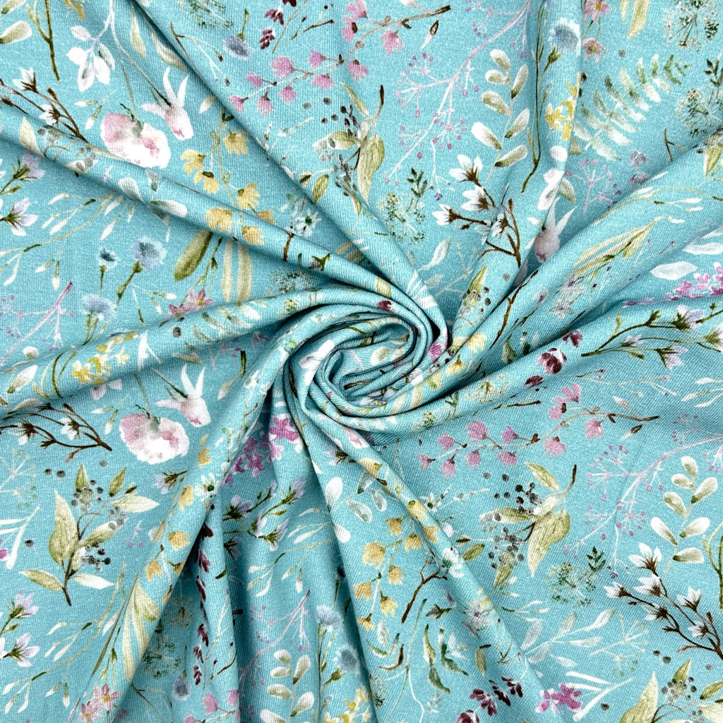 Floral Canvas Cotton Jersey Fabric