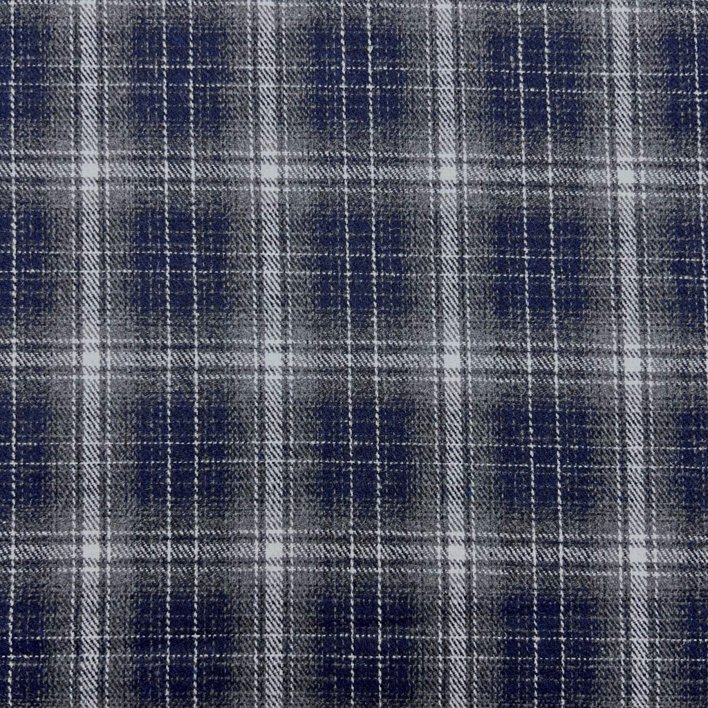 Shaded Line Check Wool Blend Fabric
