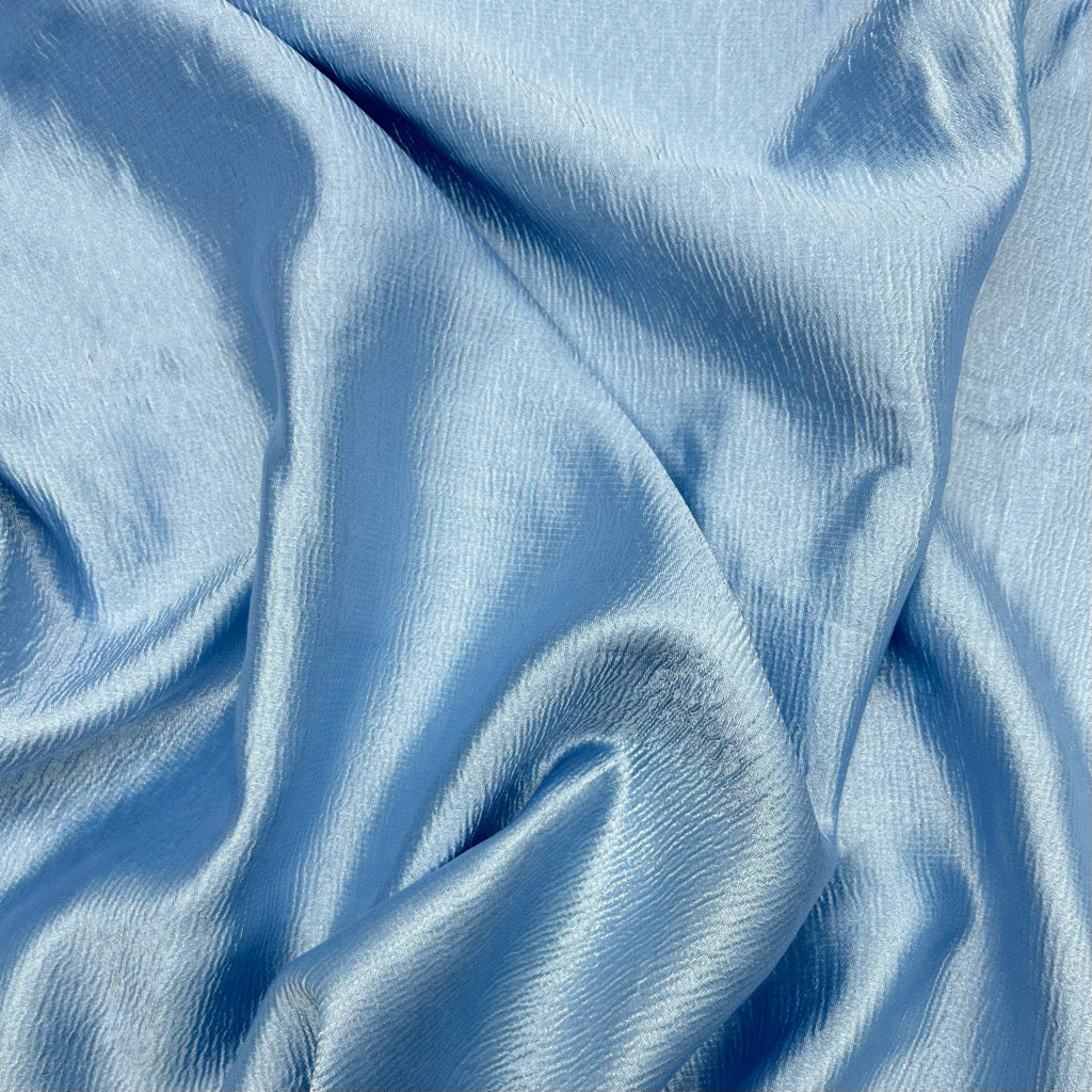 Blue Crinkle Satin Fabric - Pound Fabrics