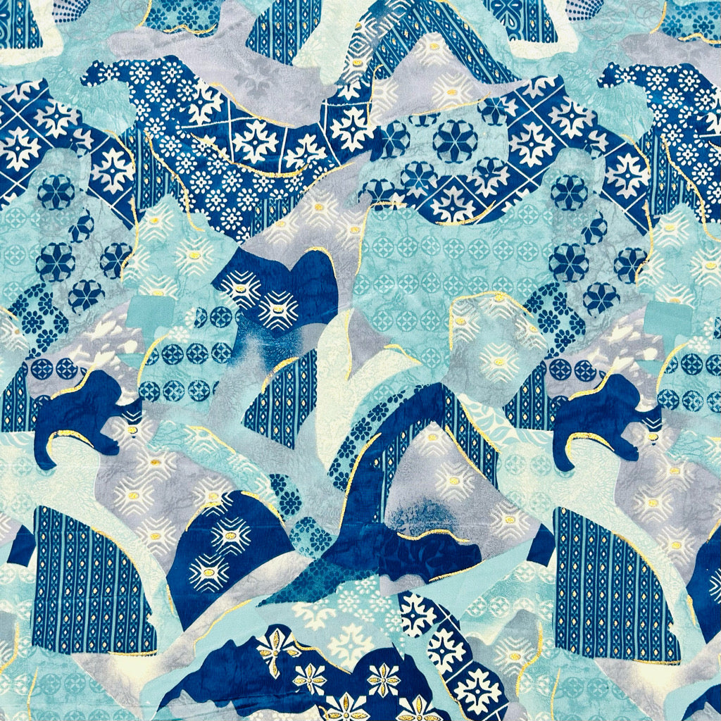 Mixed Panels Silky Polyester Fabric
