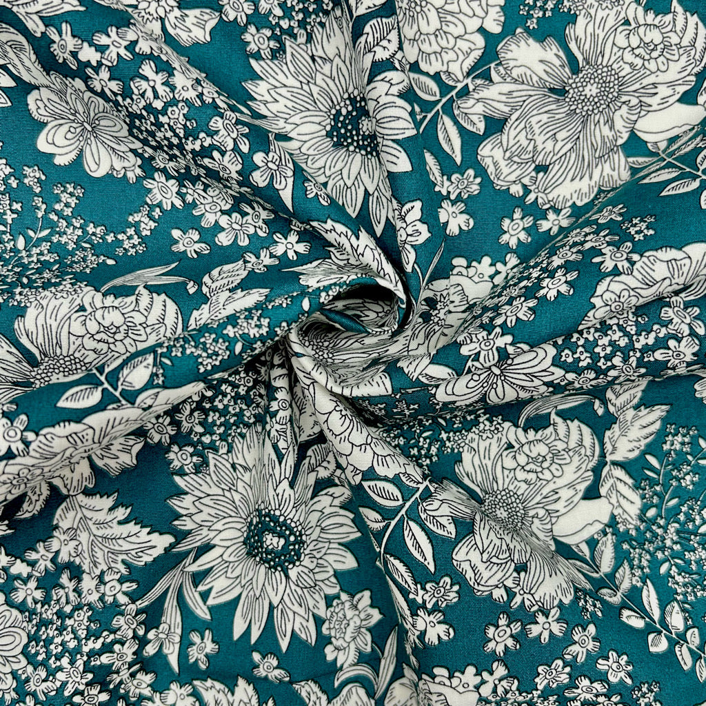 Vintage Wildflowers Rose & Hubble Cotton Poplin Fabric