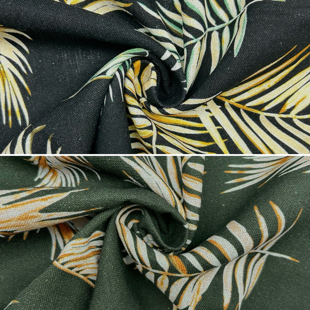 Palm Leaves Viscose Linen Fabric - Pound Fabrics