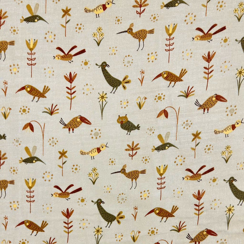 Birdsong Blossom Flat Double Gauze Fabric