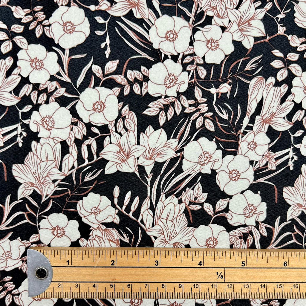 Midnight Botanicals Rose & Hubble Cotton Poplin Fabric