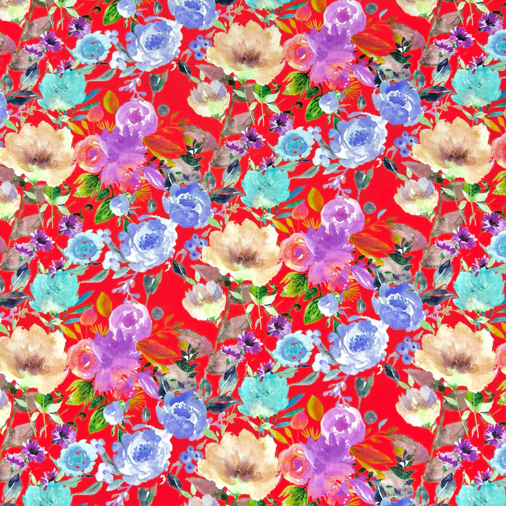 Flower Impression Rose & Hubble Cotton Poplin Fabric