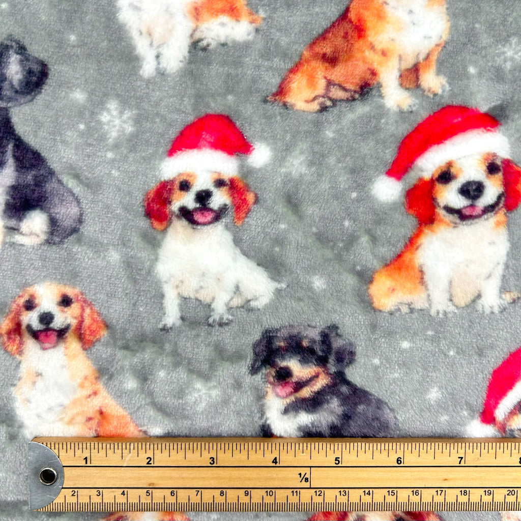 Festive Puppies Cuddle Fleece Fabric