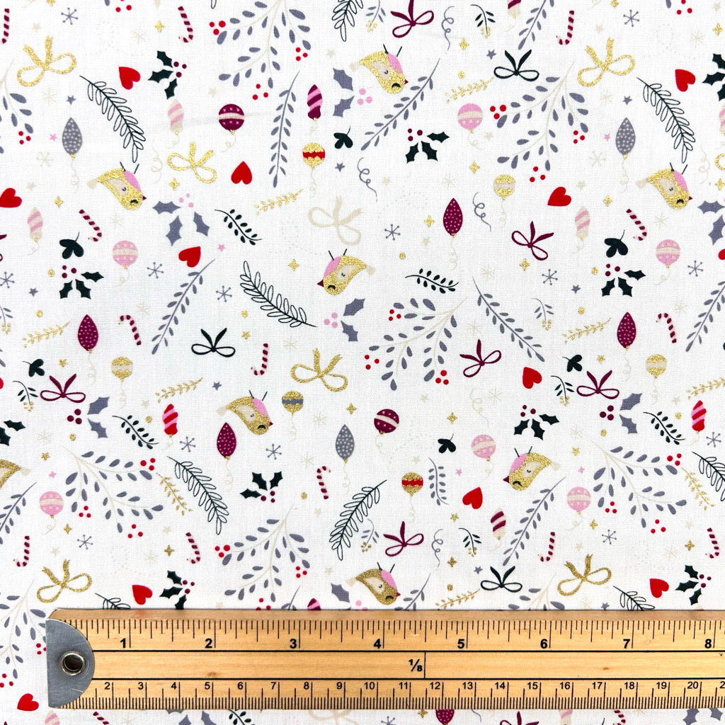 Holiday Tweets Cotton Poplin Fabric