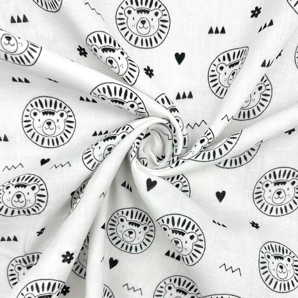 Lion Faces Flat Double Gauze Fabric