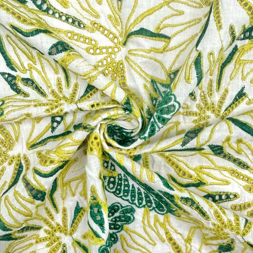 Shadow Work Embroidered Cotton Fabric
