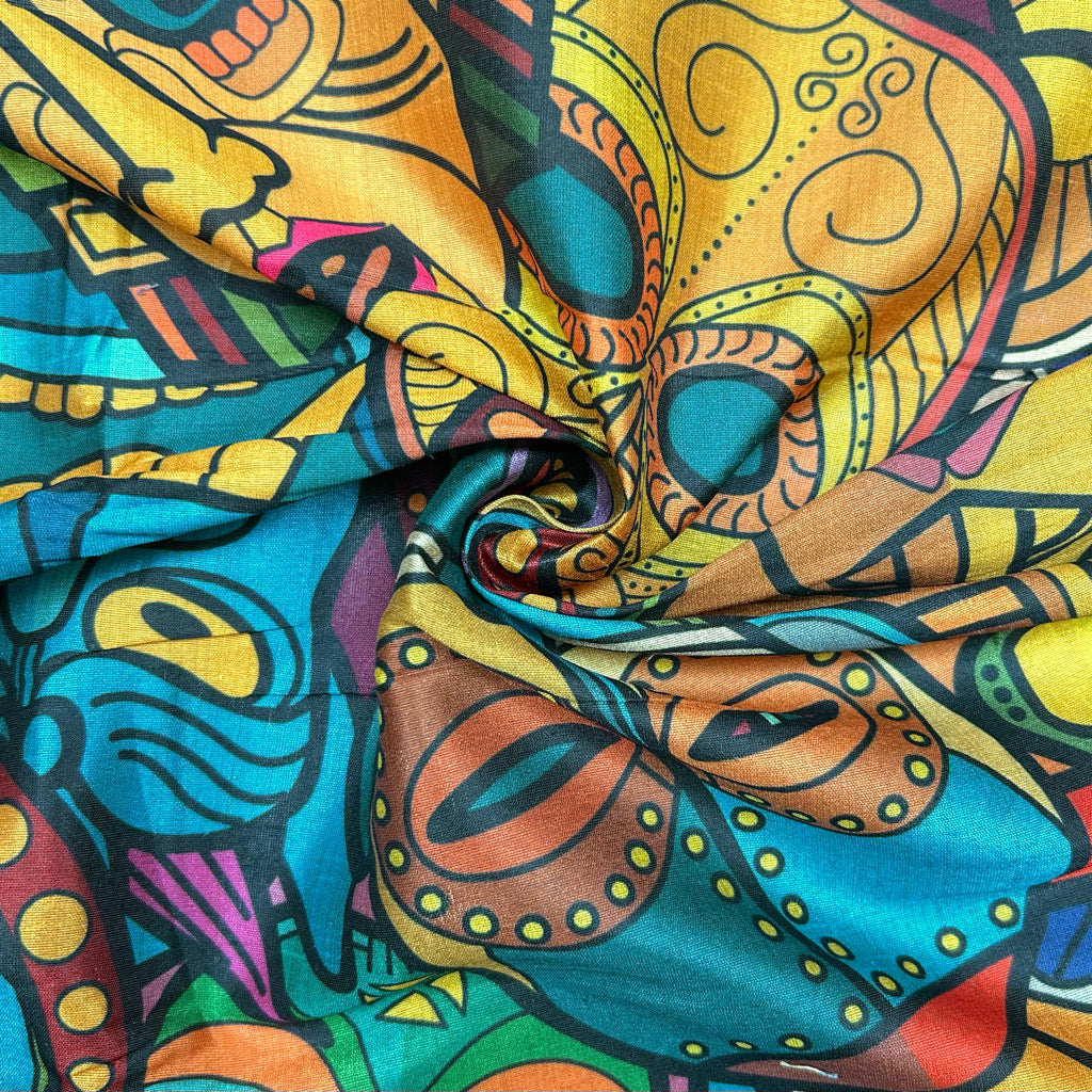 Cultural Canvas Faux Silk Fabric - Pound Fabrics