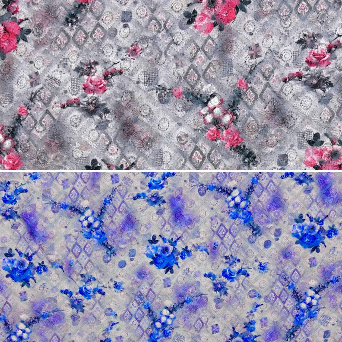 Rose Garden Digital Embroidered Polycotton Fabric - Pound Fabrics