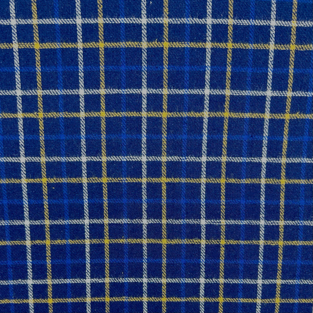 Navy/Yellow Tartan Brushed Cotton Fabric
