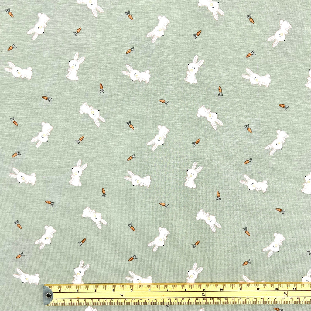 Bouncing Bunnies Bamboo Cotton Jersey Fabric