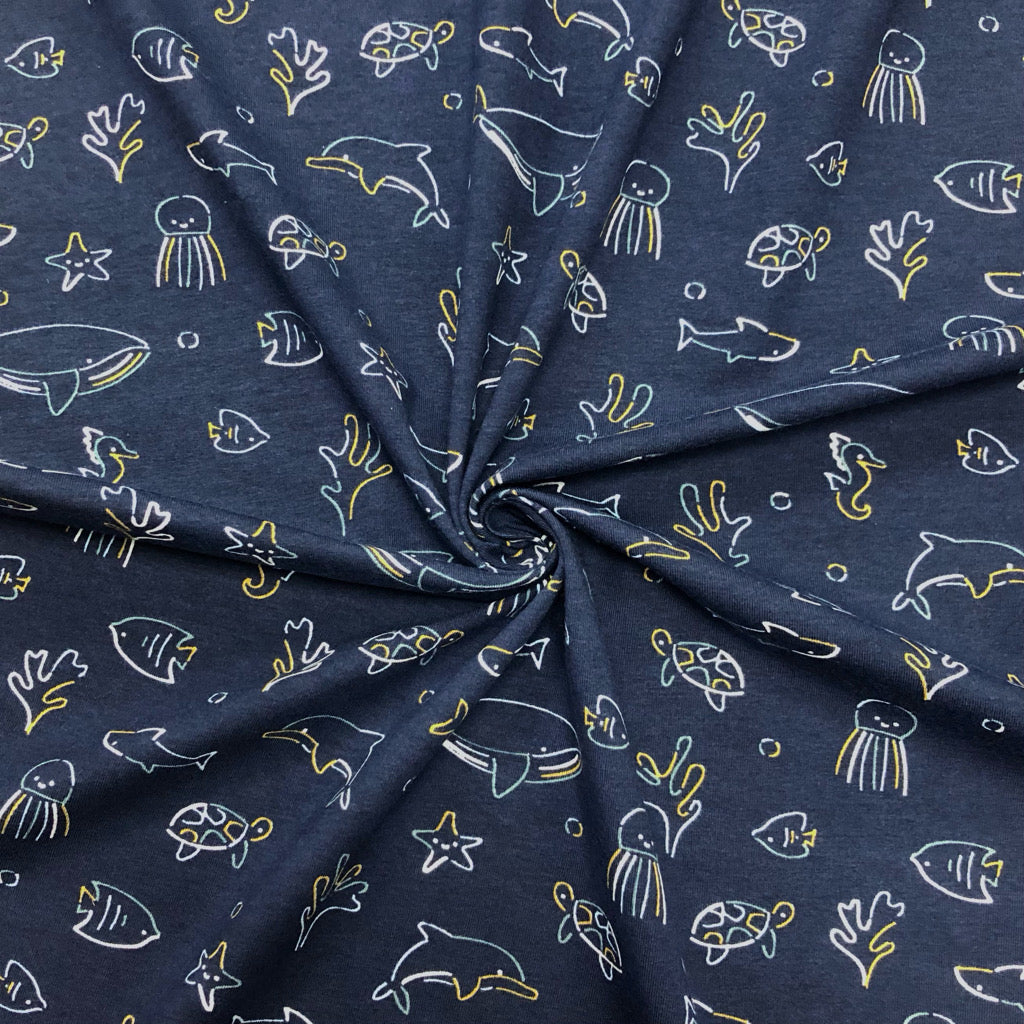 Sealife Cotton Jersey Fabric