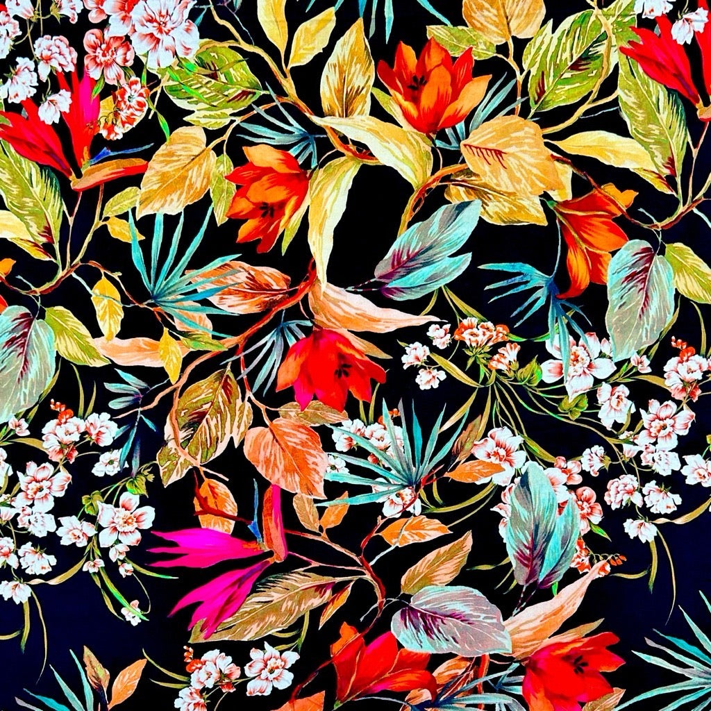 Floral Escape Viscose Challis Fabric