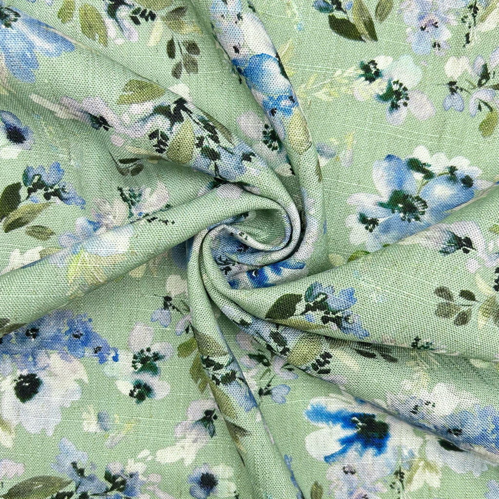 Floral Mist Linen Viscose Fabric