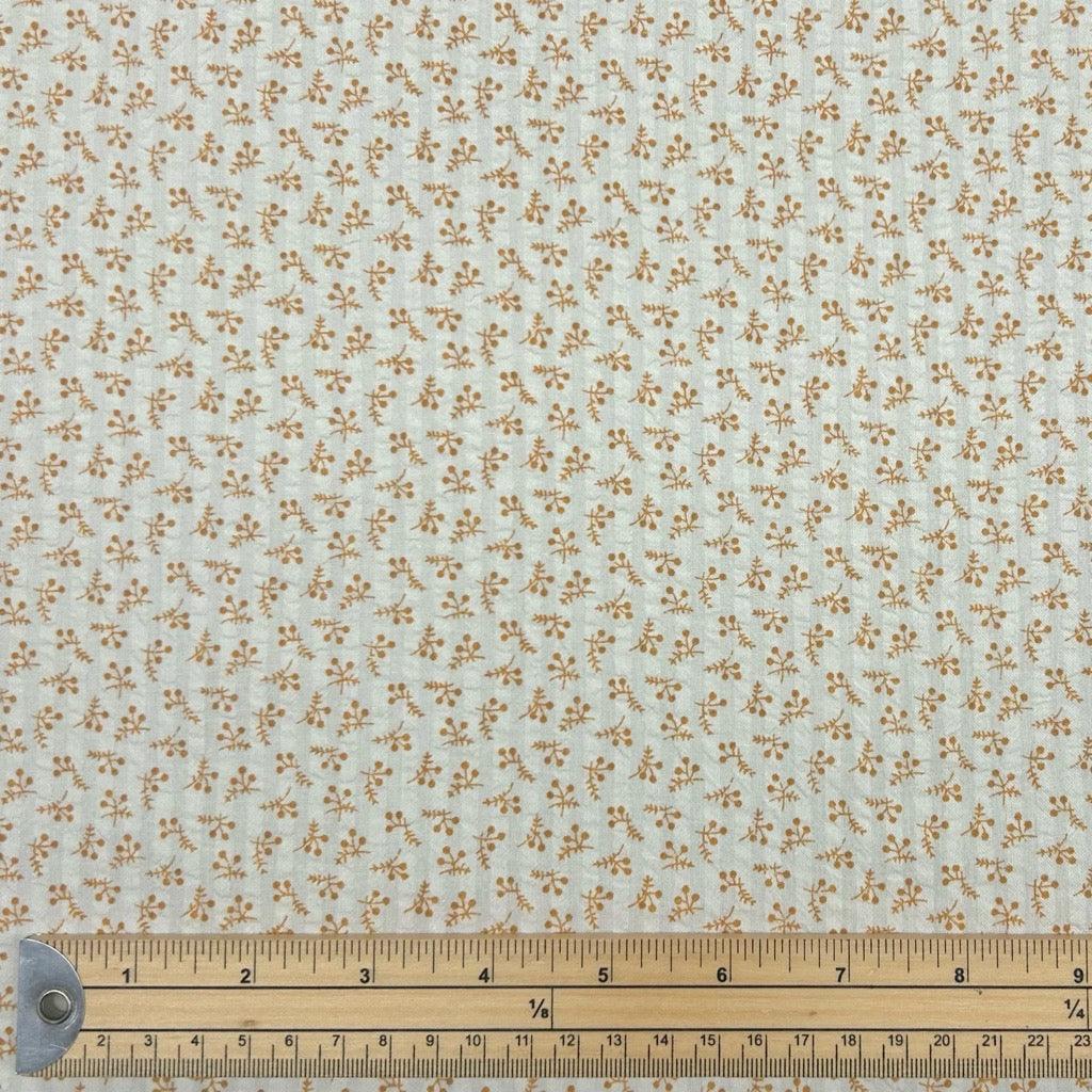 Simple Flowers Cotton Seersucker Fabric - Pound Fabrics