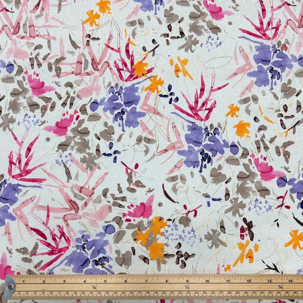 Abstract Painted Garden Linen Viscose Fabric - Pound Fabrics